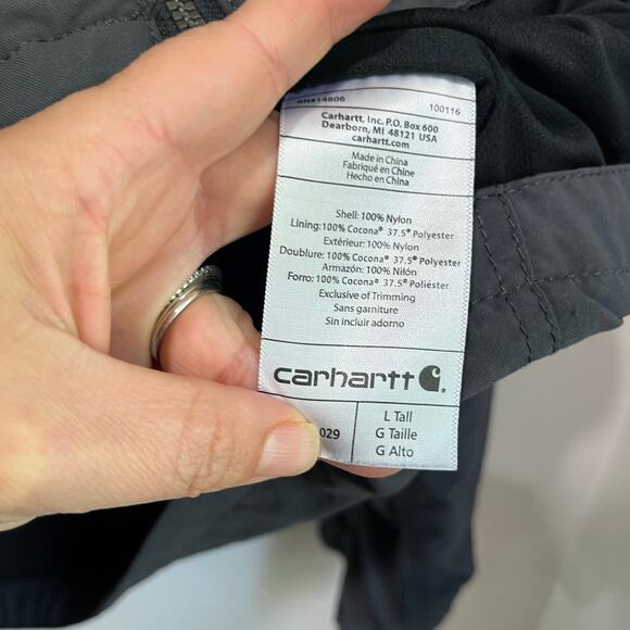 Carhartt Full Swing Rain Defender Jacket Gray Workwear Size Large Tall - Picture 6 of 7